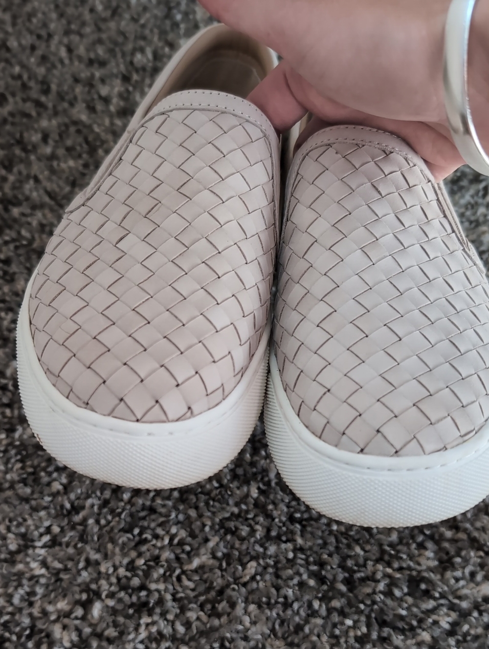 Quince 100% Handwoven Leather Slip On Sneaker Slip-On Light Beige 7 - Picture 3 of 6